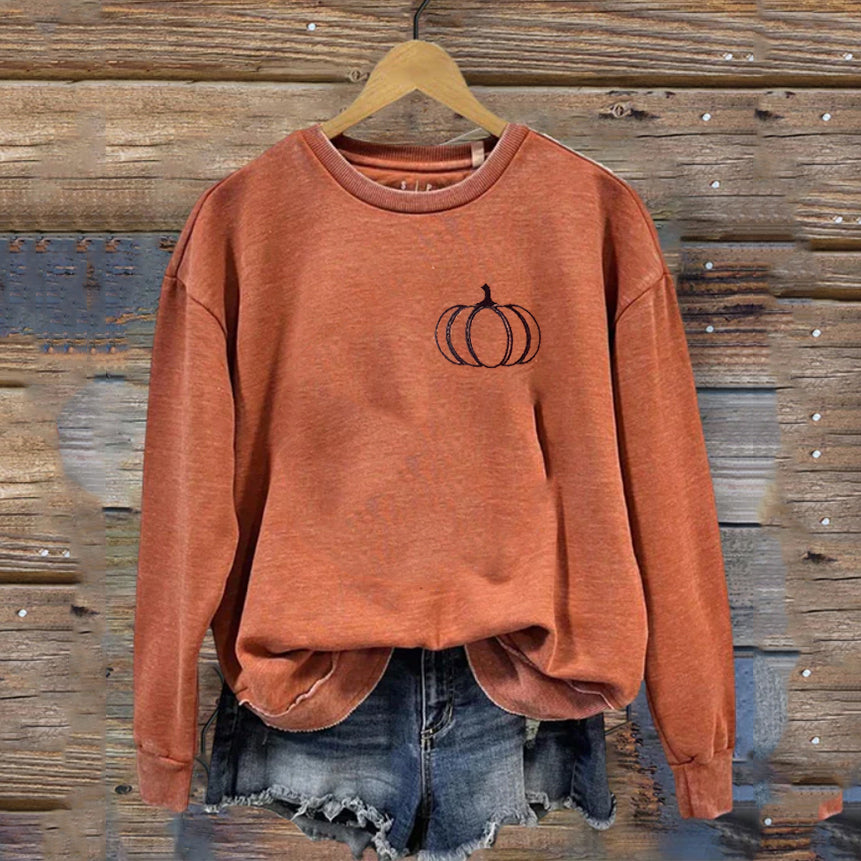 Embroidered Pumpkin Sweatshirt