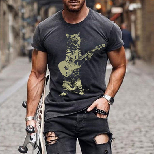 Cat playing guitar Men's T-shirt