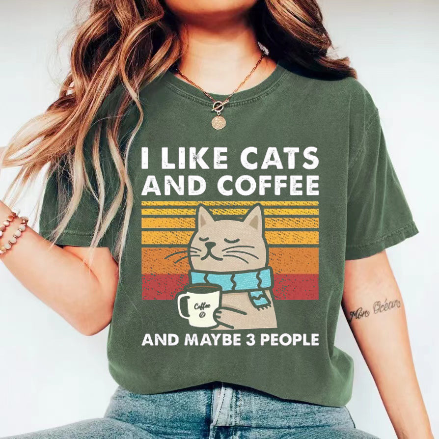 I Like Cats And Coffee  T-shirt