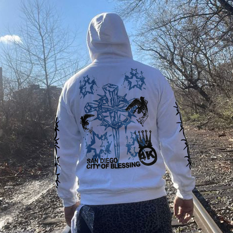 San Diego City Of Blessing Print Hoodie