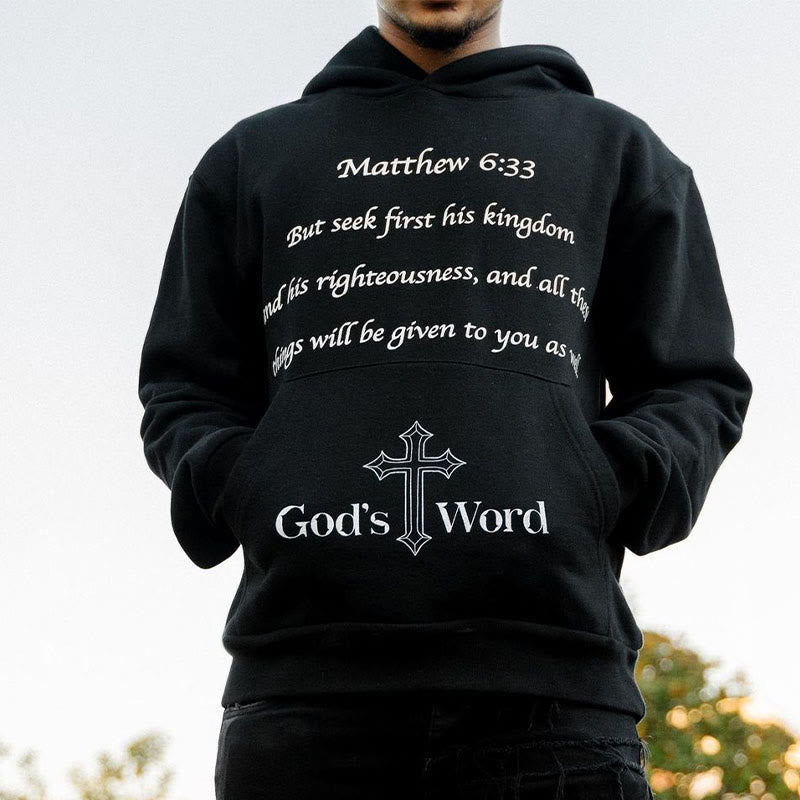 Matthew 6:33 Print Long Sleeve Men's Hoodie