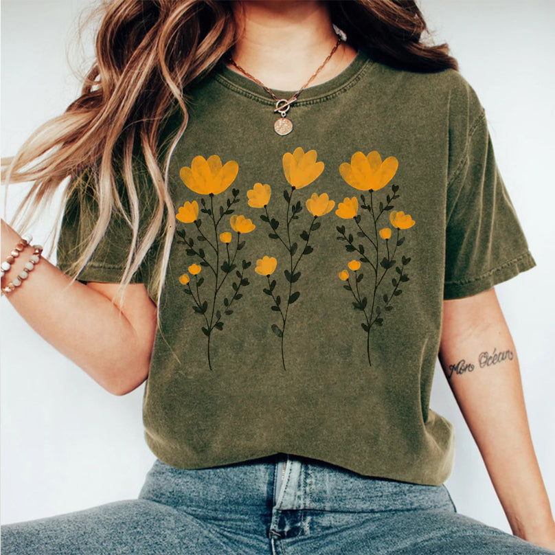 Yellow Flowers and Stems T-shirt