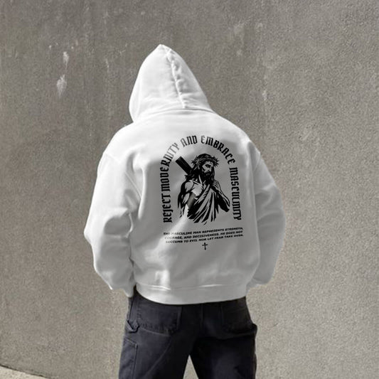 Reject Modernity And Embrace Masculinity Print Hoodie