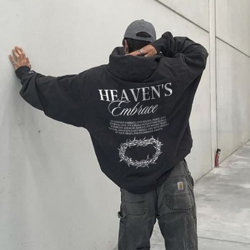 Heaven's Embrace Print Long Sleeve Men's Hoodie